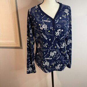 Harry Potter Blue Long Sleeved Women's Top  Sleepwear Tshirt Size S (NWOT)